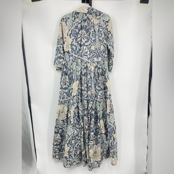 Cheeky vintage floral print shirt dress blue cream one size - Picture 5 of 9